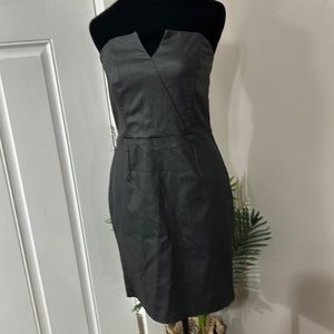Quitii pleather black strapless bodycon mini dress. LBD Women’s size Large